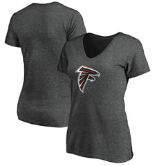 Atlanta Falcons Women's Primary Logo V-Neck T-Shirt - Heather Gray - NFL