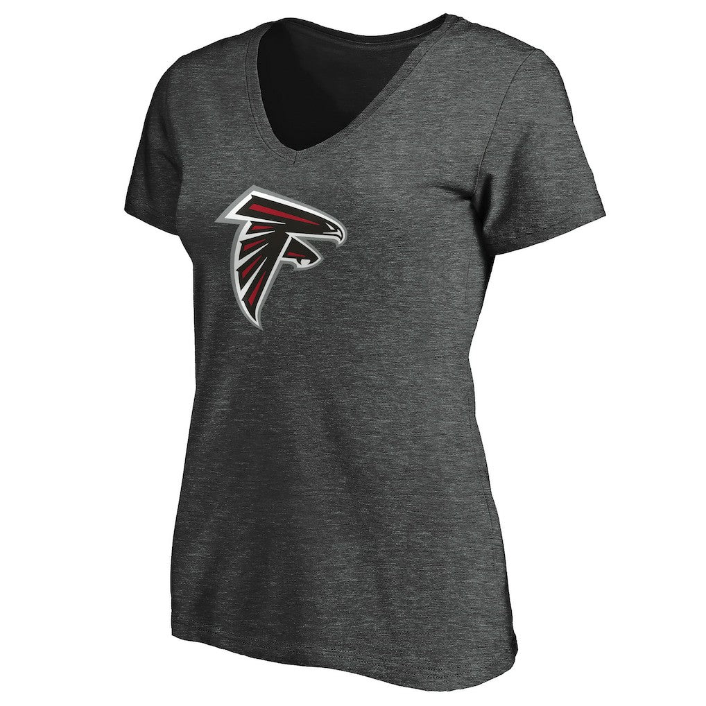 Atlanta Falcons Women's Primary Logo V-Neck T-Shirt - Heather Gray - NFL