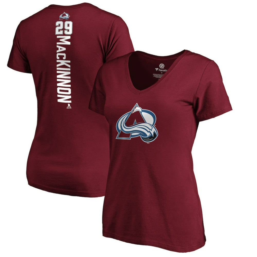 Nathan MacKinnon Colorado Avalanche Women's Playmaker V-Neck T-Shirt - Garnet | NHL discount