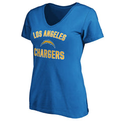 Los Angeles Chargers Women's Victory Arch V-Neck T-Shirt - Blue - NFL