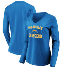 Los Angeles Chargers Women's Victory Arch Long Sleeve V-Neck T-Shirt - Powder Blue - NFL
