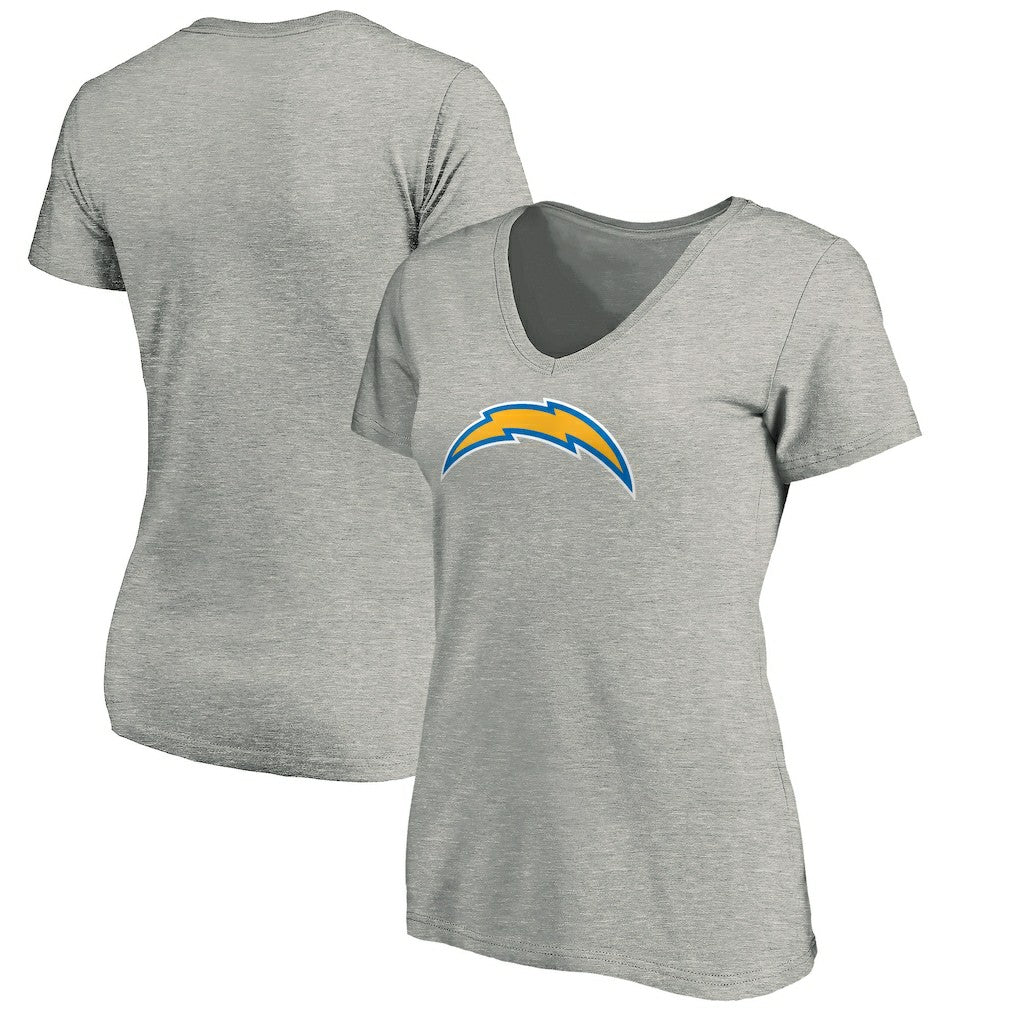 Los Angeles Chargers Women's Primary Logo V-Neck T-Shirt - Heather Gray - NFL