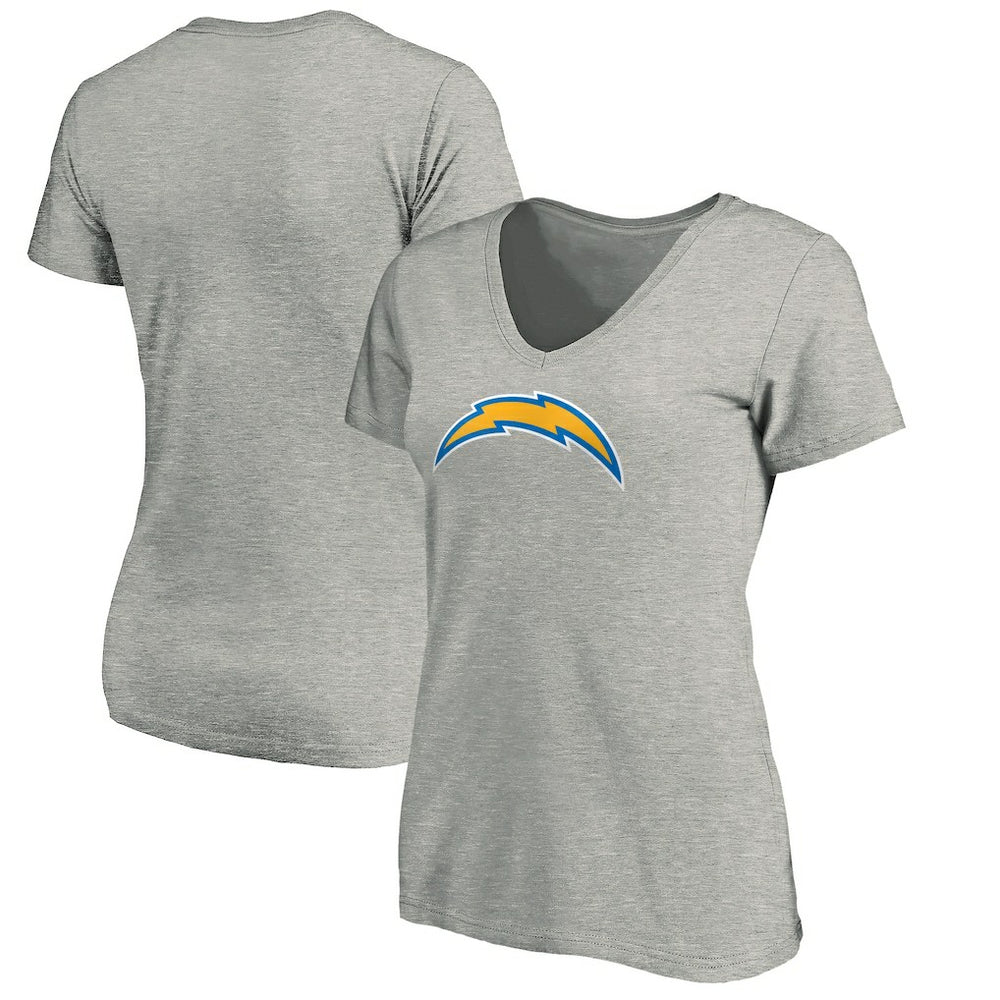 Los Angeles Chargers Women's Primary Logo V-Neck T-Shirt - Heather Gray - NFL