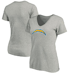 Los Angeles Chargers Women's Primary Logo V-Neck T-Shirt - Heather Gray - NFL