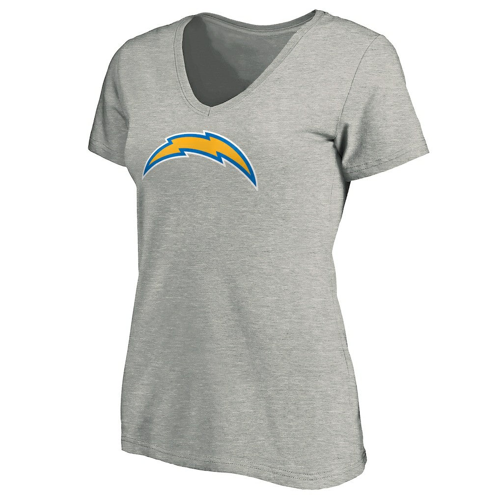 Los Angeles Chargers Women's Primary Logo V-Neck T-Shirt - Heather Gray - NFL