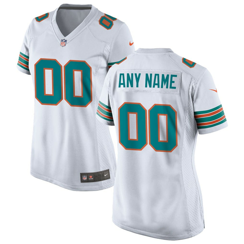 Miami Dolphins Women's Alternate Custom Game Jersey - White - Nike
