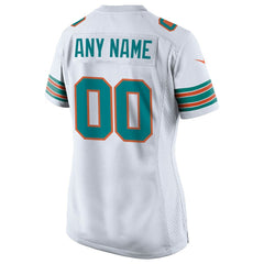 Miami Dolphins Women's Alternate Custom Game Jersey - White - Nike
