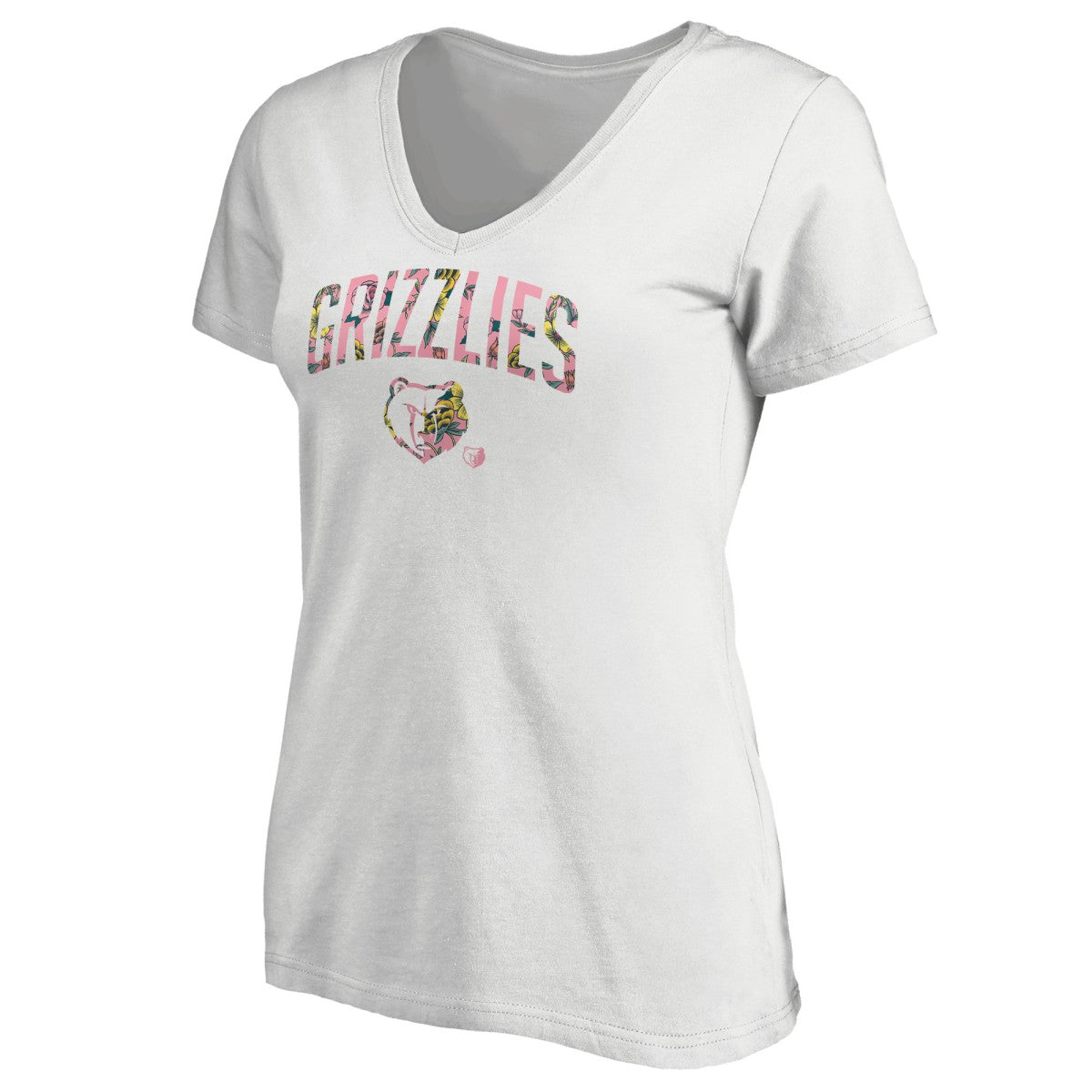 Memphis Grizzlies Women's Floral Arch V-Neck T-Shirt White