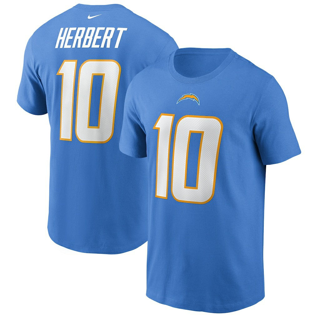 Justin Herbert Los Angeles Chargers Name & Number T-Shirt - Powder Blue - Nike