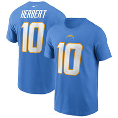 Justin Herbert Los Angeles Chargers Name & Number T-Shirt - Powder Blue - Nike