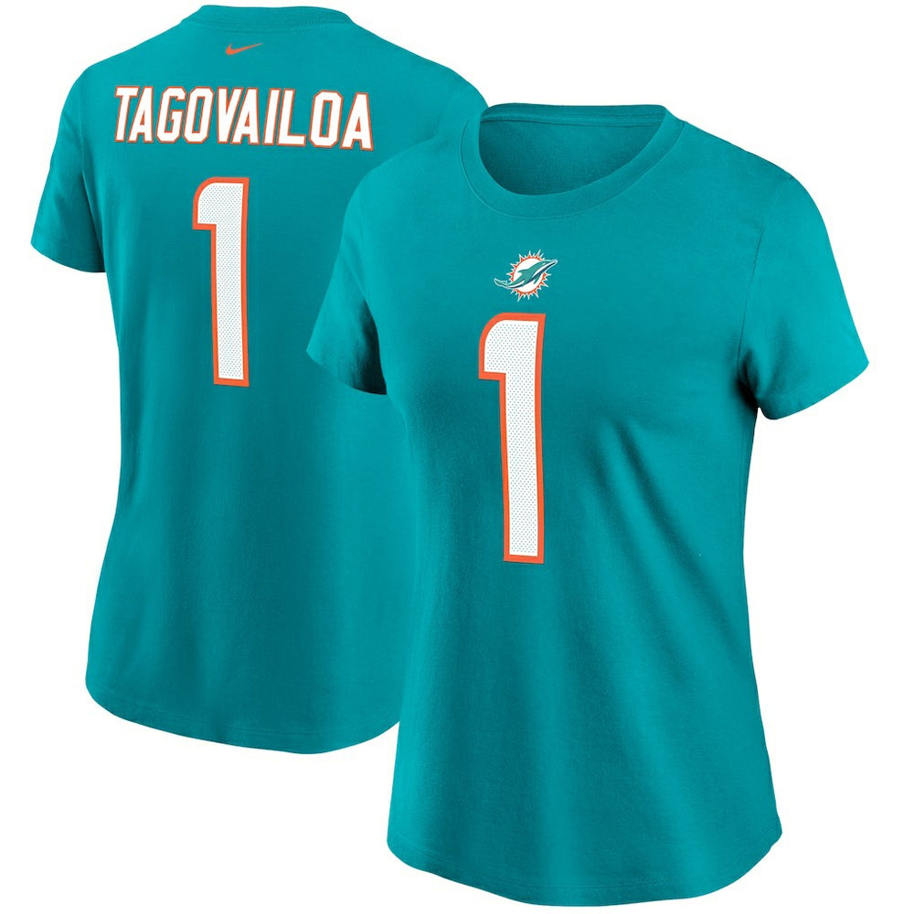 Tua Tagovailoa Miami Dolphins Women's Name & Number T-Shirt - Aqua - Nike