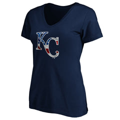 Kansas City Royals Logo Women's Banner Wave V-Neck T-Shirt Online
