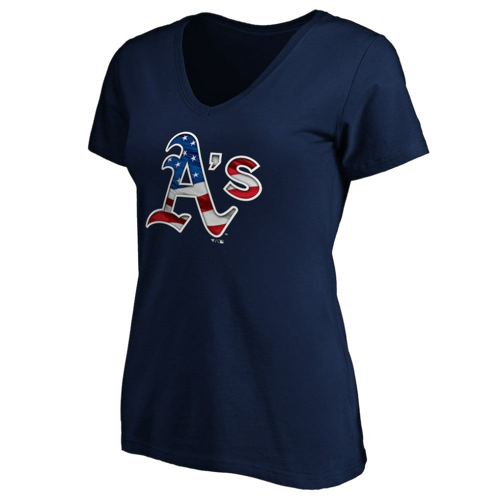 Athletics Logo Women's Banner Wave V-Neck T-Shirt Outlet