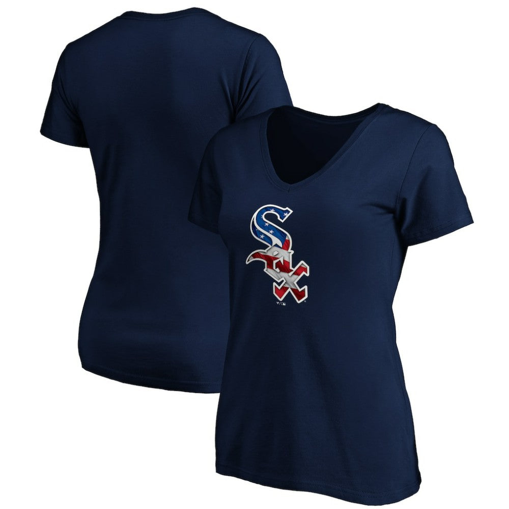 Chicago White Sox Logo Women's Banner Wave V-Neck T-Shirt Online
