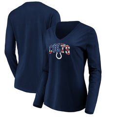 Indianapolis Colts Women's Banner Wave V-Neck Long Sleeve T-Shirt - Navy - NFL