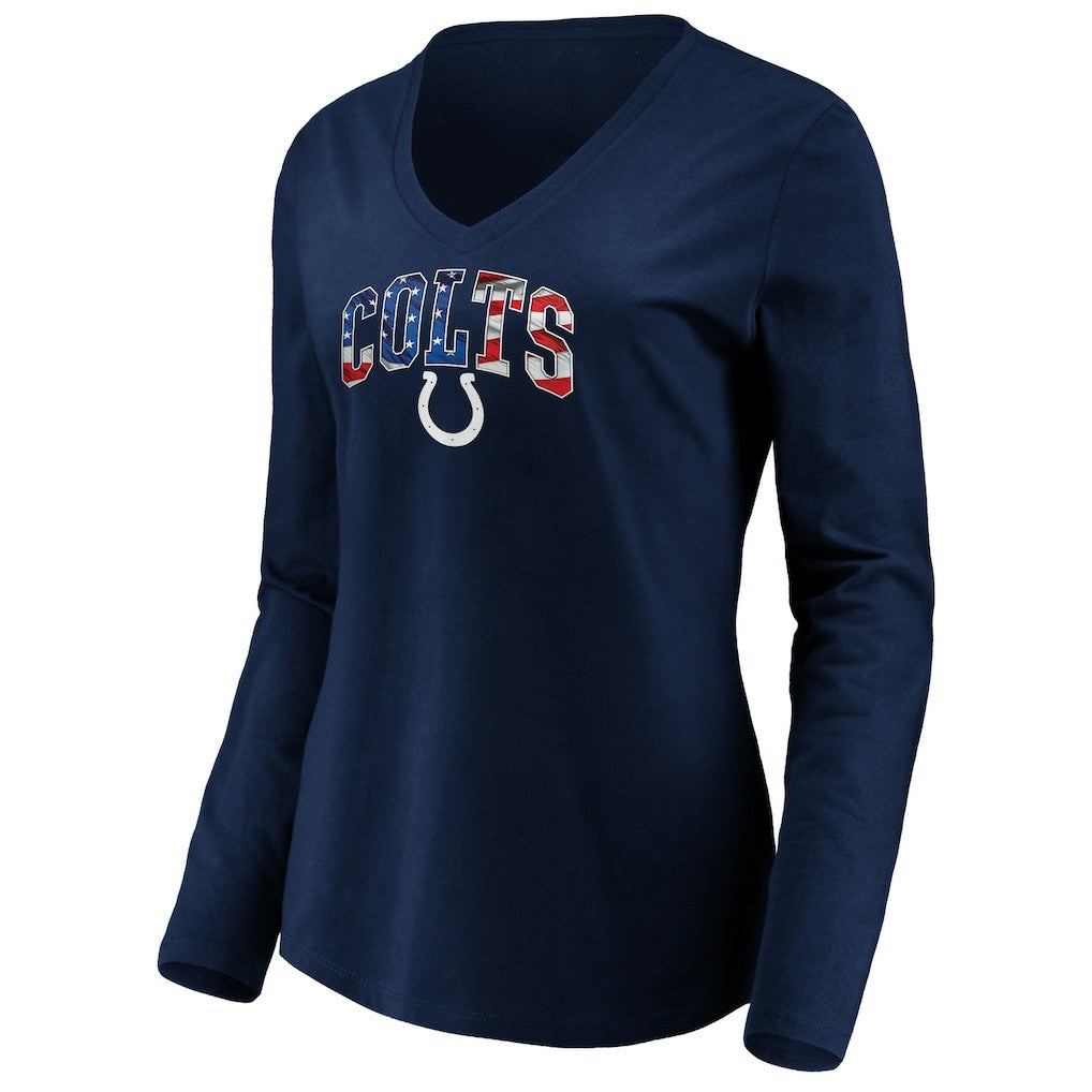 Indianapolis Colts Women's Banner Wave V-Neck Long Sleeve T-Shirt - Navy - NFL
