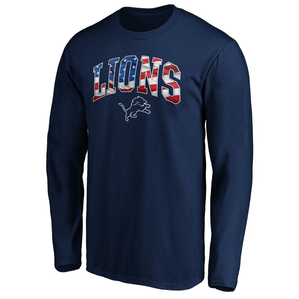 Detroit Lions Banner Wave Long Sleeve T-Shirt - Navy - NFL