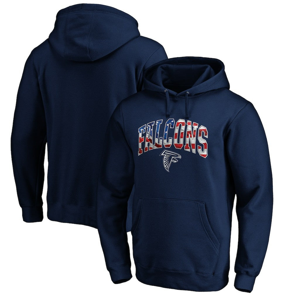 Atlanta Falcons Banner Wave Fitted Pullover Hoodie - Navy - NFL