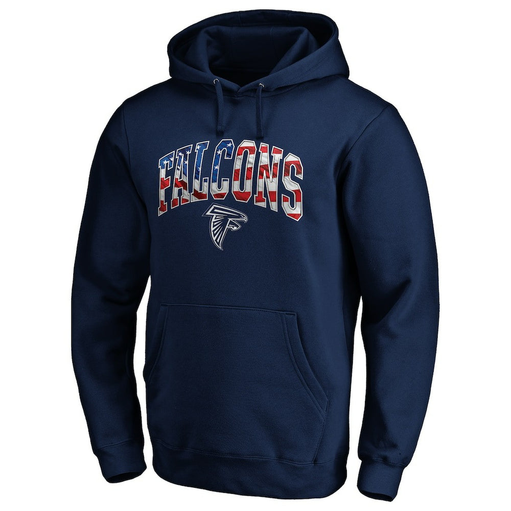 Atlanta Falcons Banner Wave Fitted Pullover Hoodie - Navy - NFL