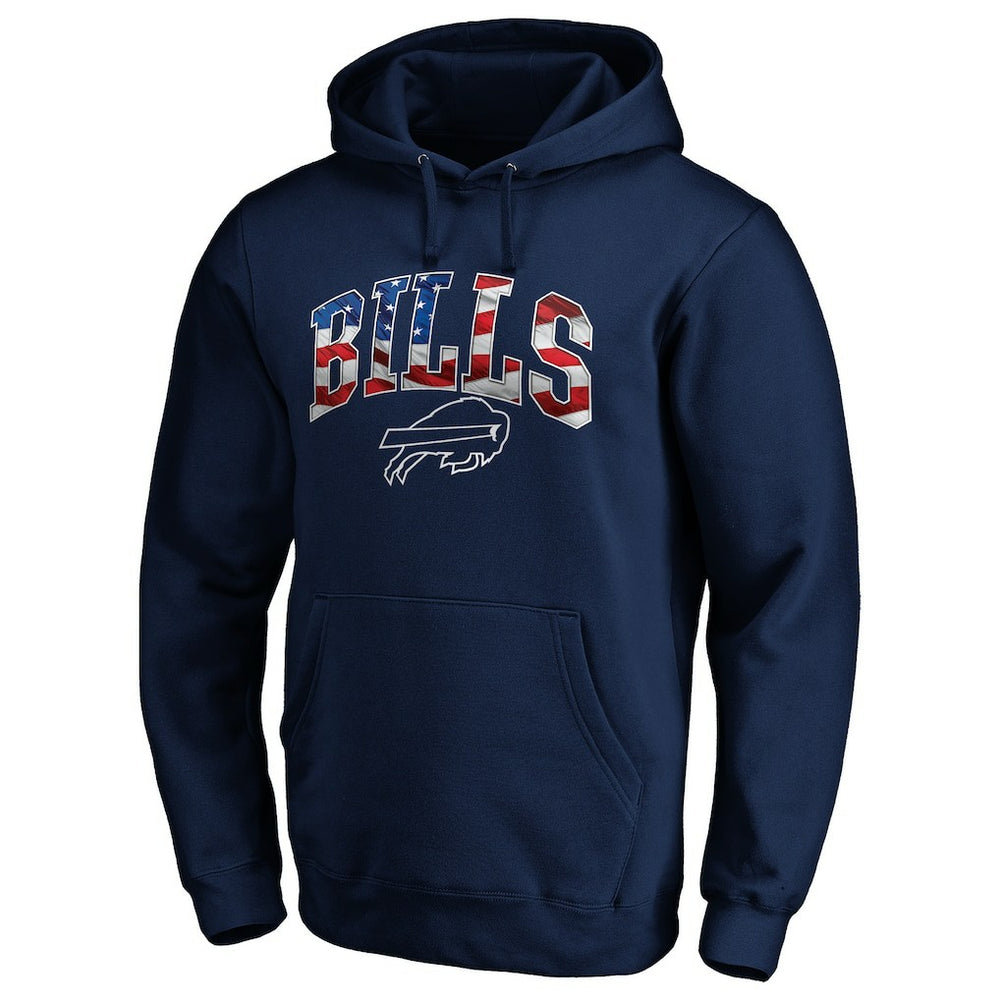 Buffalo Bills Banner Wave Fitted Pullover Hoodie - Navy - NFL