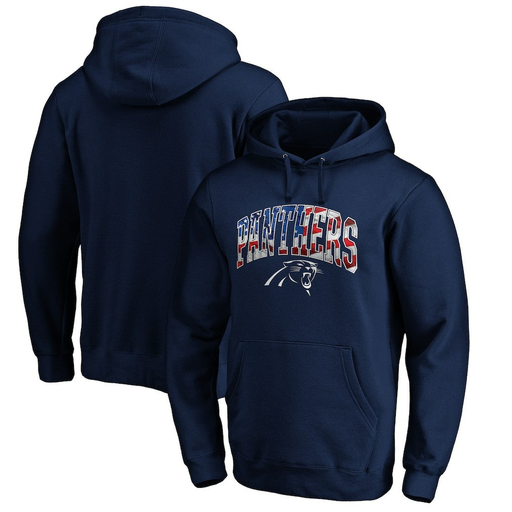 Carolina Panthers Banner Wave Fitted Pullover Hoodie - Navy - NFL