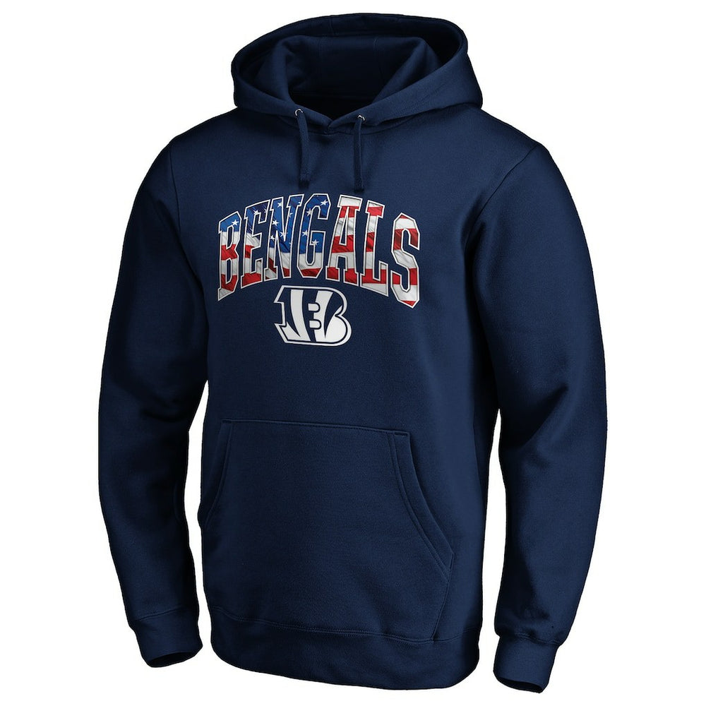 Cincinnati Bengals Banner Wave Fitted Pullover Hoodie - Navy - NFL