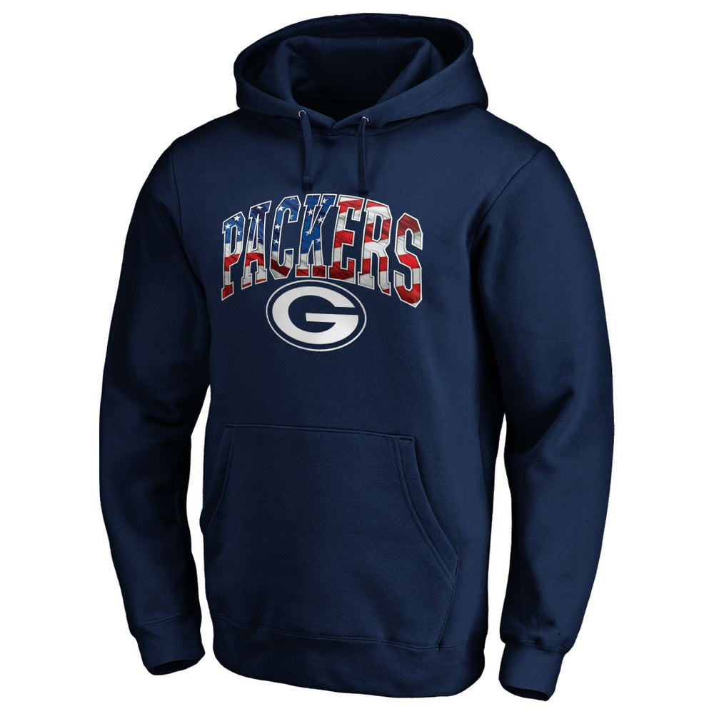 Green Bay Packers Banner Wave Fitted Pullover Hoodie - Navy - NFL