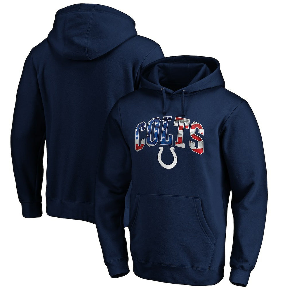 Indianapolis Colts Banner Wave Fitted Pullover Hoodie - Navy - NFL