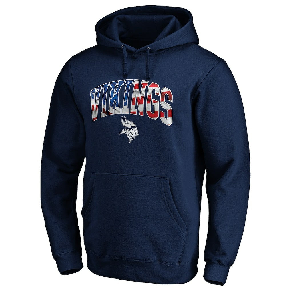 Minnesota Vikings Banner Wave Fitted Pullover Hoodie - Navy - NFL