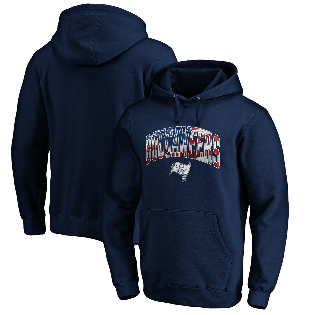 Tampa Bay Buccaneers Banner Wave Fitted Pullover Hoodie - Navy - NFL