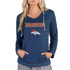 Denver Broncos Concepts Sport Women's Mainstream Tri-Blend Raglan Hoodie V-Neck Top - Navy - NFL