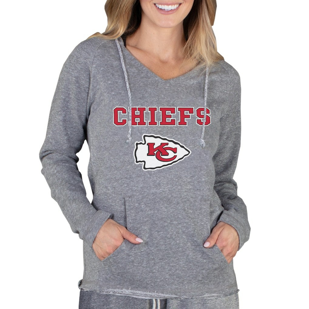 Kansas City Chiefs Concepts Sport Women's Mainstream Tri-Blend Raglan Hoodie V-Neck Top - Gray - NFL