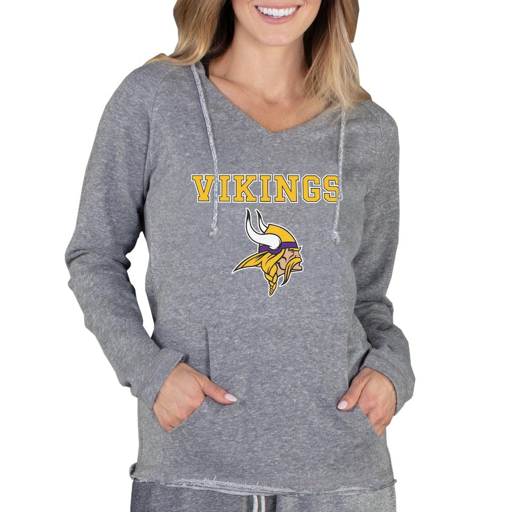 Minnesota Vikings Concepts Sport Women's Mainstream Tri-Blend Raglan Hoodie V-Neck Top - Gray - NFL