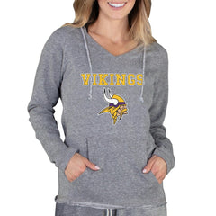 Minnesota Vikings Concepts Sport Women's Mainstream Tri-Blend Raglan Hoodie V-Neck Top - Gray - NFL