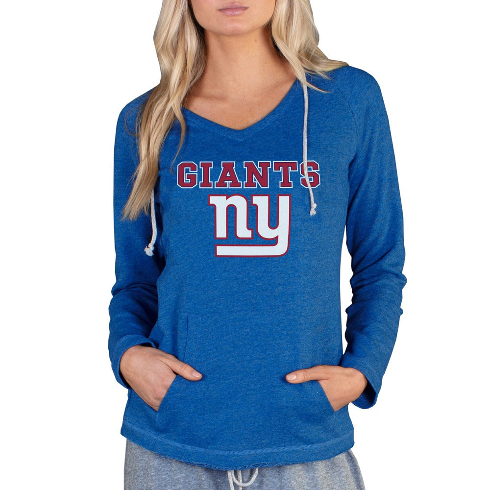 New York Giants Concepts Sport Women's Mainstream Tri-Blend Raglan Hoodie V-Neck Top - Royal - NFL
