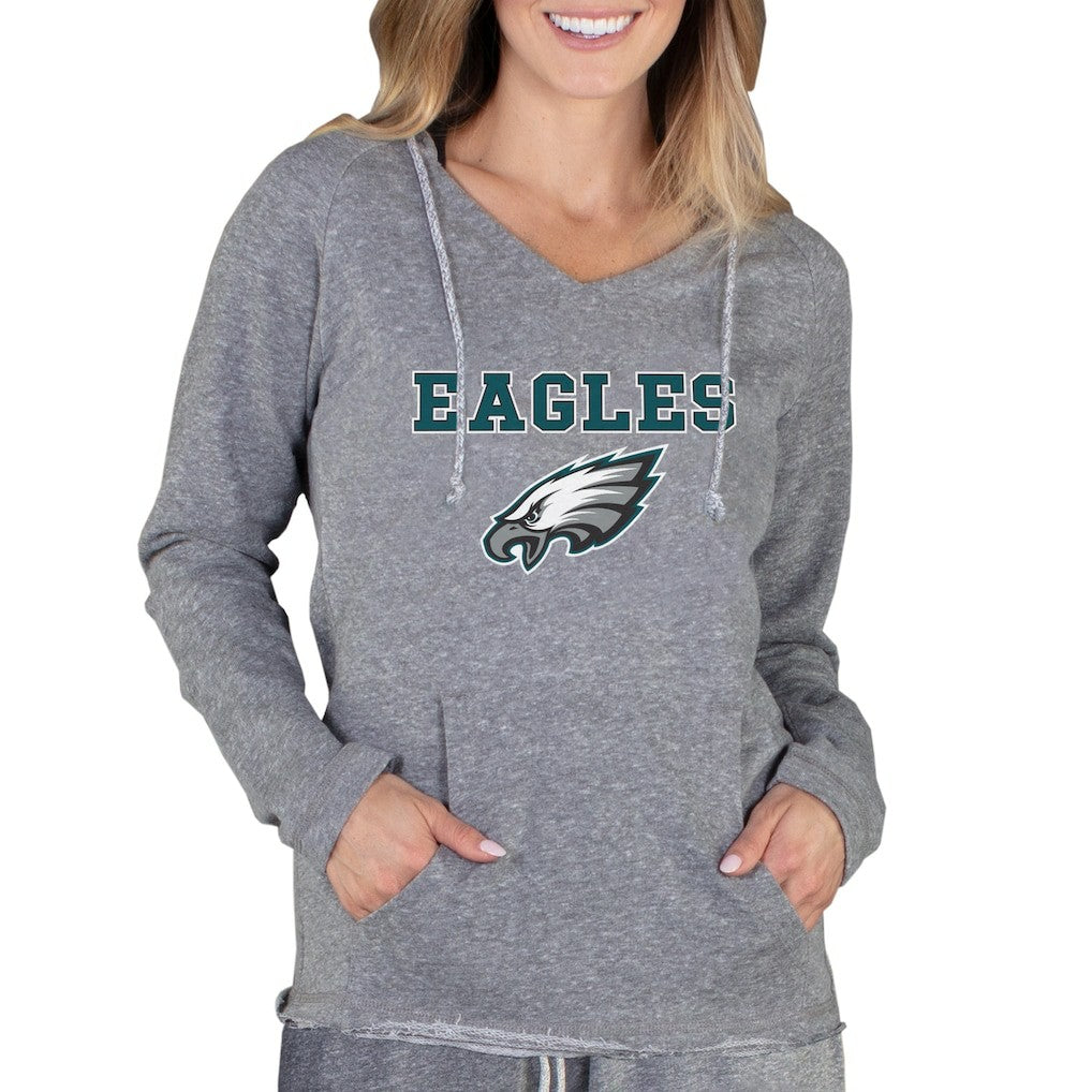 Philadelphia Eagles Concepts Sport Women's Mainstream Tri-Blend Raglan Hoodie V-Neck Top - Gray - NFL