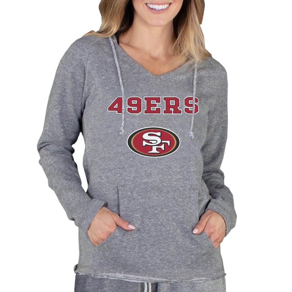 San Francisco 49ers Concepts Sport Women's Mainstream Tri-Blend Raglan Hoodie V-Neck Top - Gray - NFL