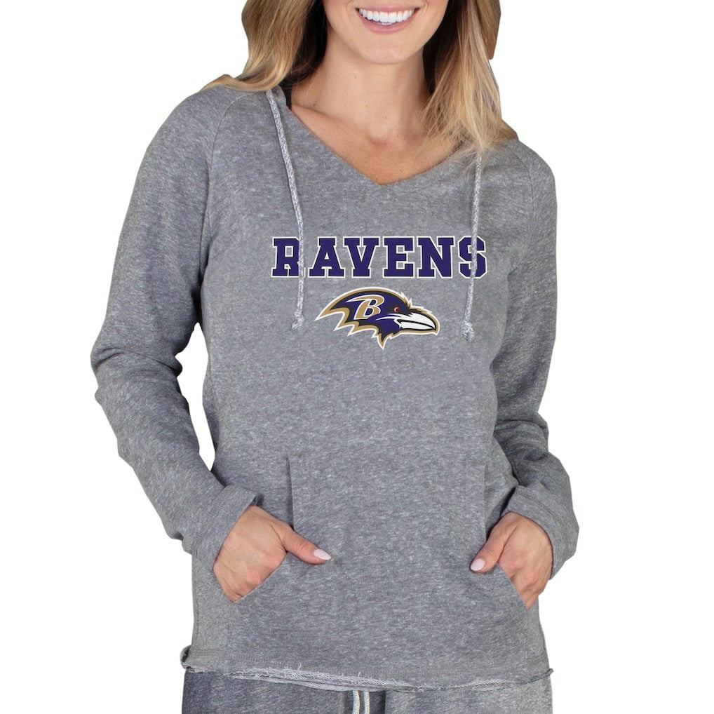 Baltimore Ravens Concepts Sport Women's Mainstream Tri-Blend Raglan Hoodie V-Neck Top - Gray - NFL
