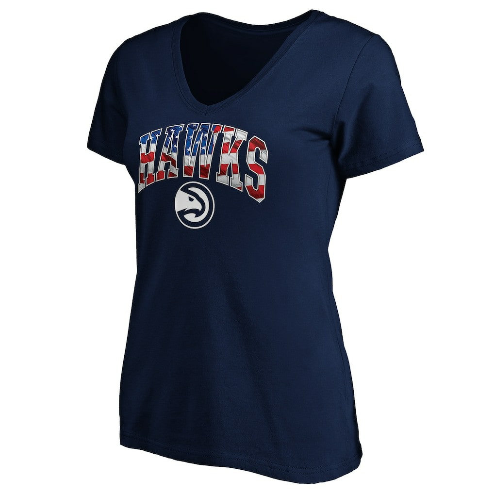 Atlanta Hawks Women's Banner Wave V-Neck T-Shirt Navy