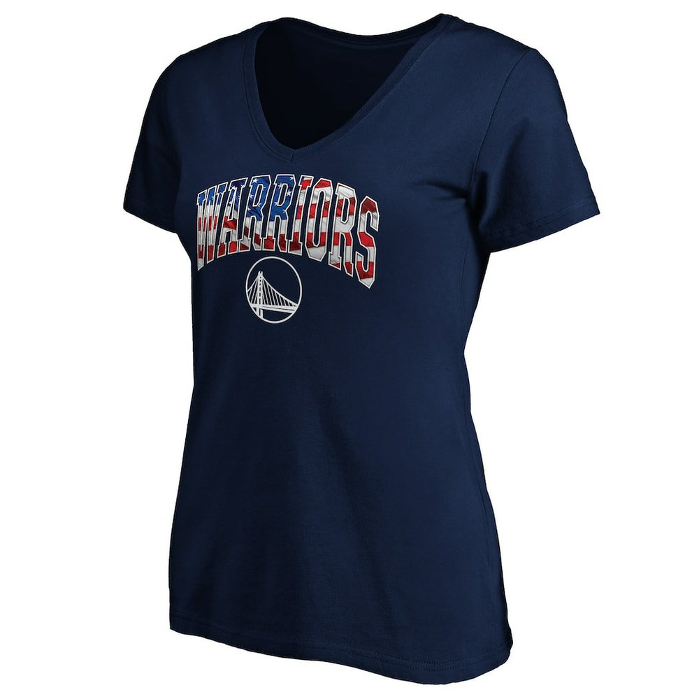 Golden State Warriors Women's Banner Wave V-Neck T-Shirt Navy