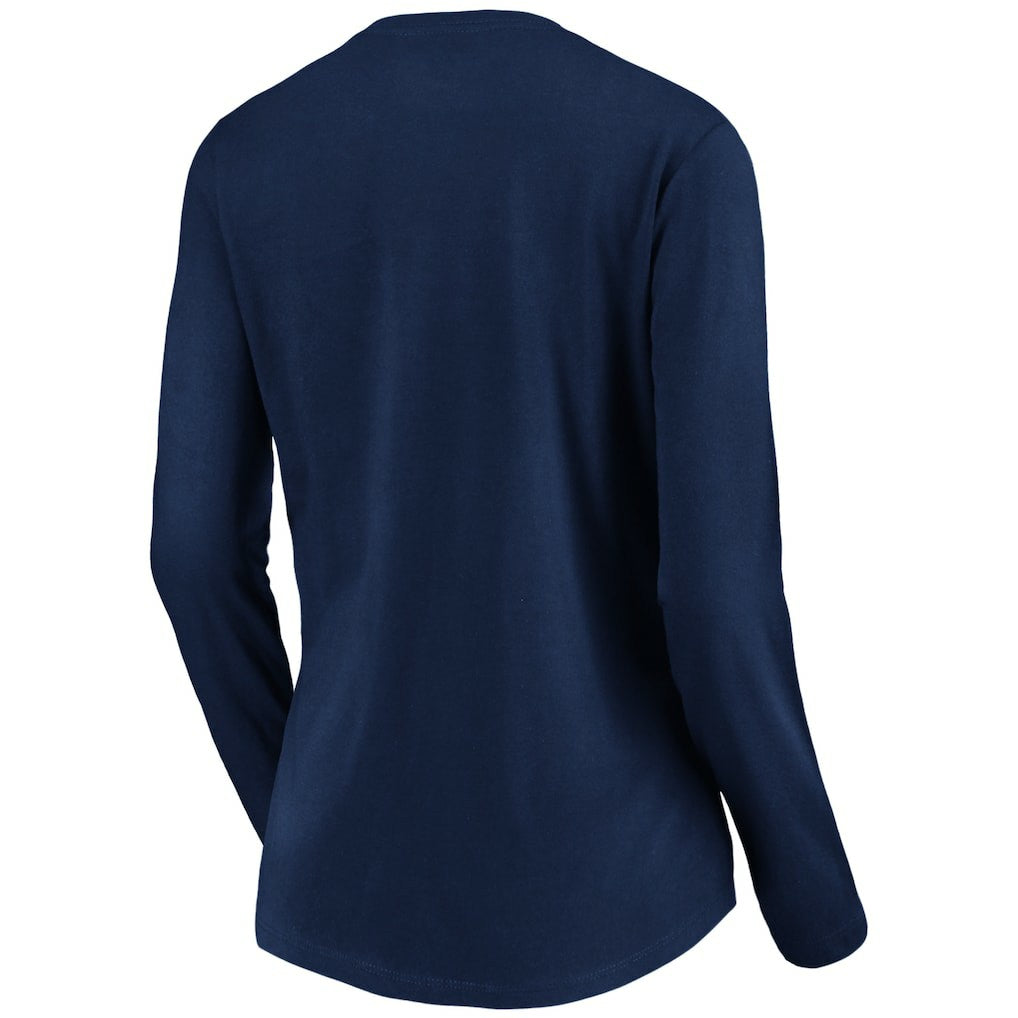 Denver Nuggets Women's Banner Wave V-Neck Long Sleeve T-Shirt Navy