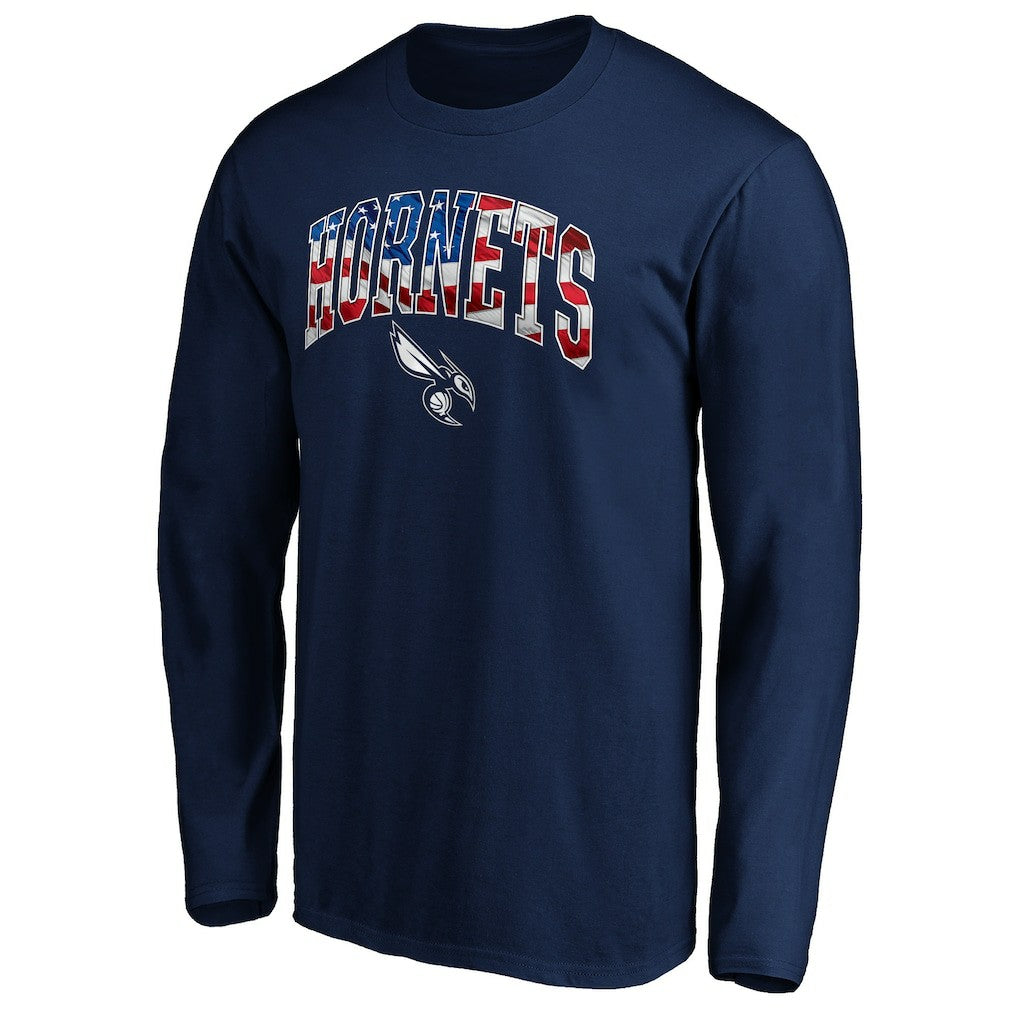 Charlotte Hornets Banner Wave Long Sleeve T-Shirt Navy