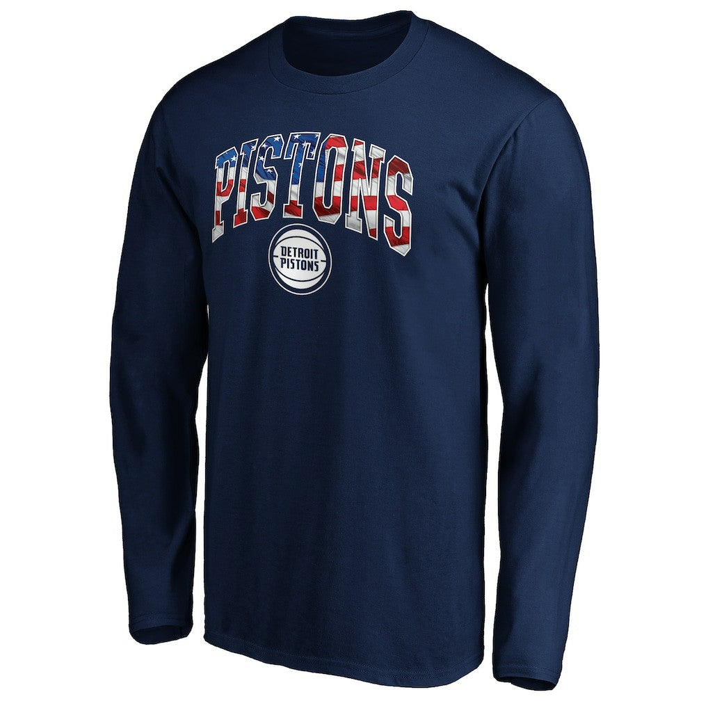 Detroit Pistons Banner Wave Long Sleeve T-Shirt Navy