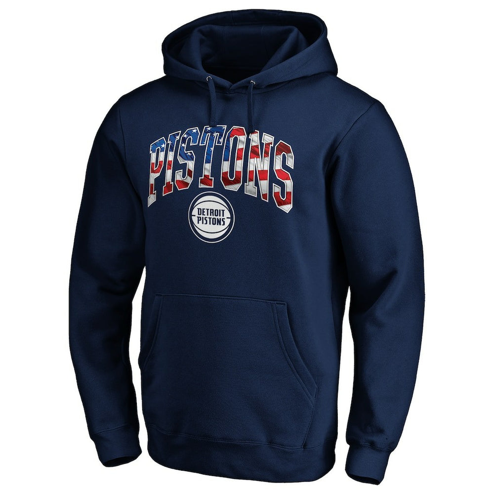 Detroit Pistons Banner Wave Pullover Hoodie Navy