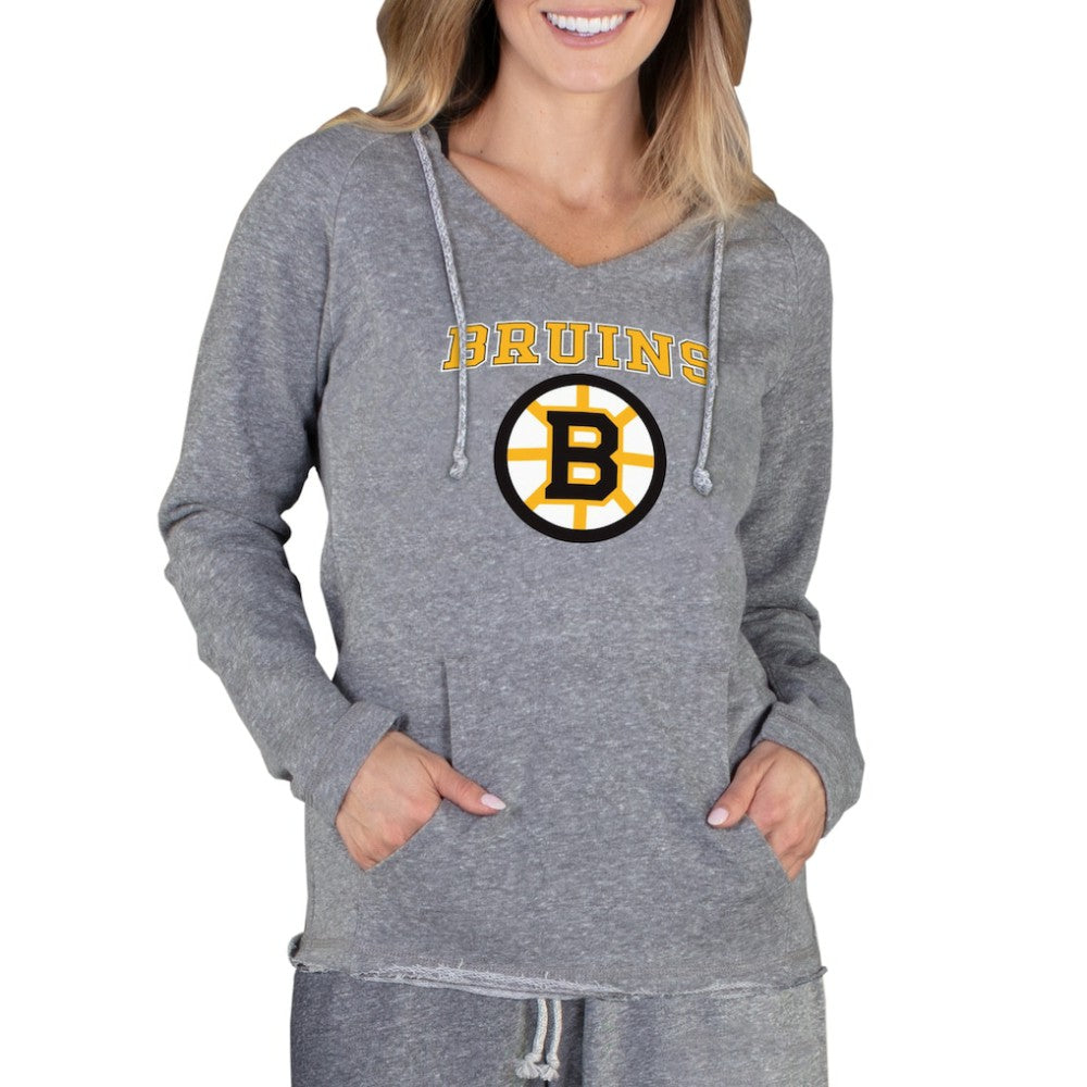 Boston Bruins Concepts Sport Women's Mainstream Terry Tri-Blend Long Sleeve Hooded Top - Gray | NHL sale