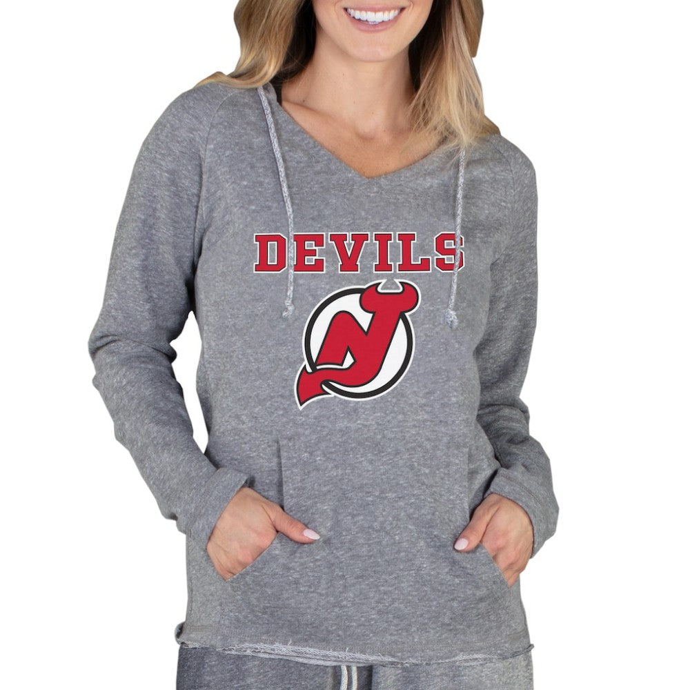 New Jersey Devils Concepts Sport Women's Mainstream Terry Tri-Blend Long Sleeve Hooded Top - Gray | NHL on sale
