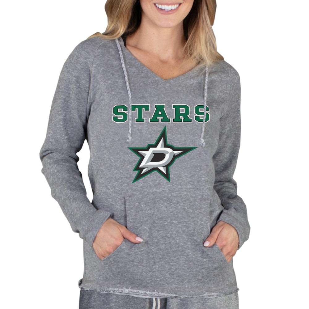 Dallas Stars Concepts Sport Women's Mainstream Terry Tri-Blend Long Sleeve Hooded Top - Gray | NHL Clearance