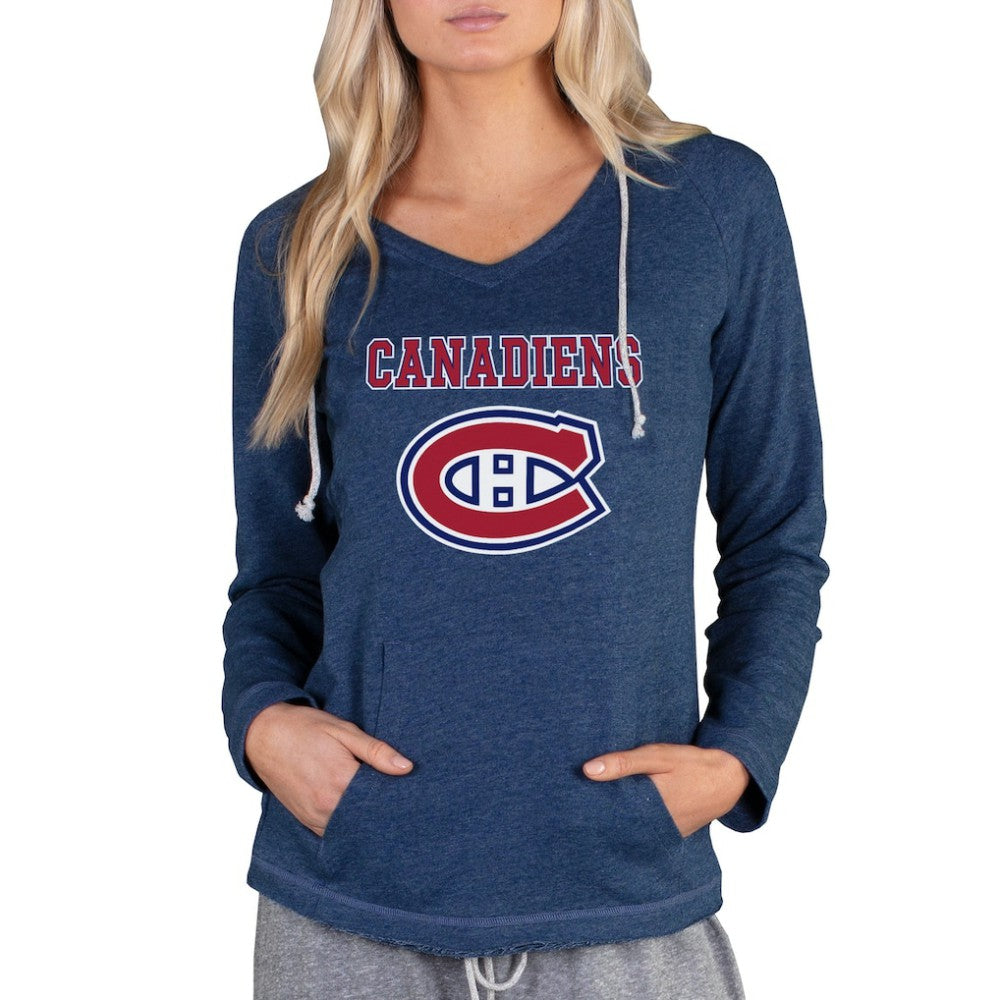Montreal Canadiens Concepts Sport Women's Mainstream Terry Tri-Blend Long Sleeve Hooded Top - Navy | NHL discount