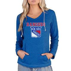 New York Rangers Concepts Sport Women's Mainstream Terry Tri-Blend Long Sleeve Hooded Top - Royal | NHL discount