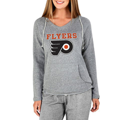 Philadelphia Flyers Concepts Sport Women's Mainstream Terry Tri-Blend Long Sleeve Hooded Top - Gray | NHL Lifestyle